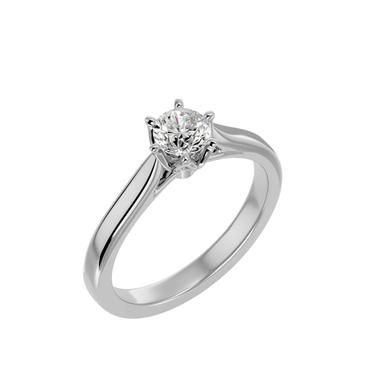 floral diamond engagement ring, nature-inspired round diamond ring