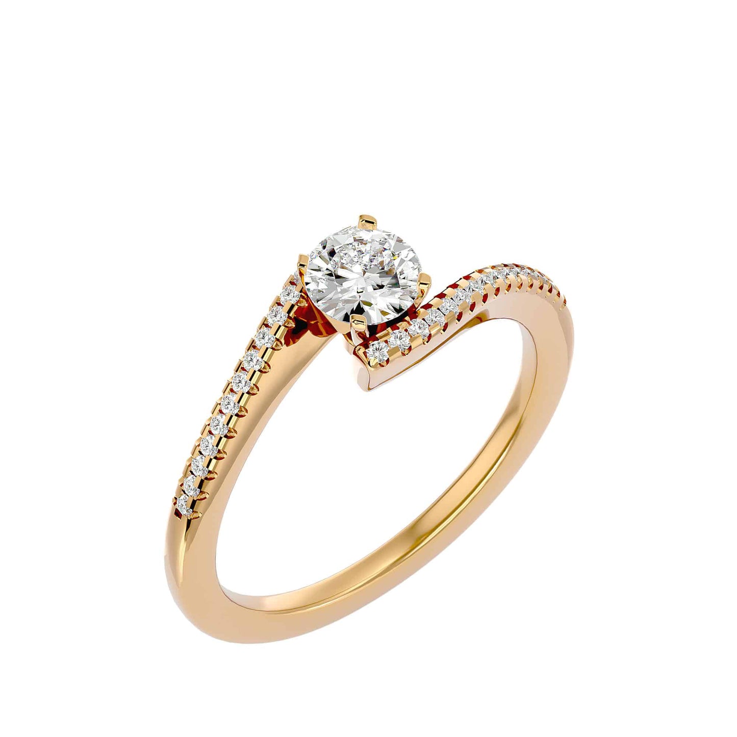 18K gold solitaire ring with twisted design, ideal for engagement or wedding gift