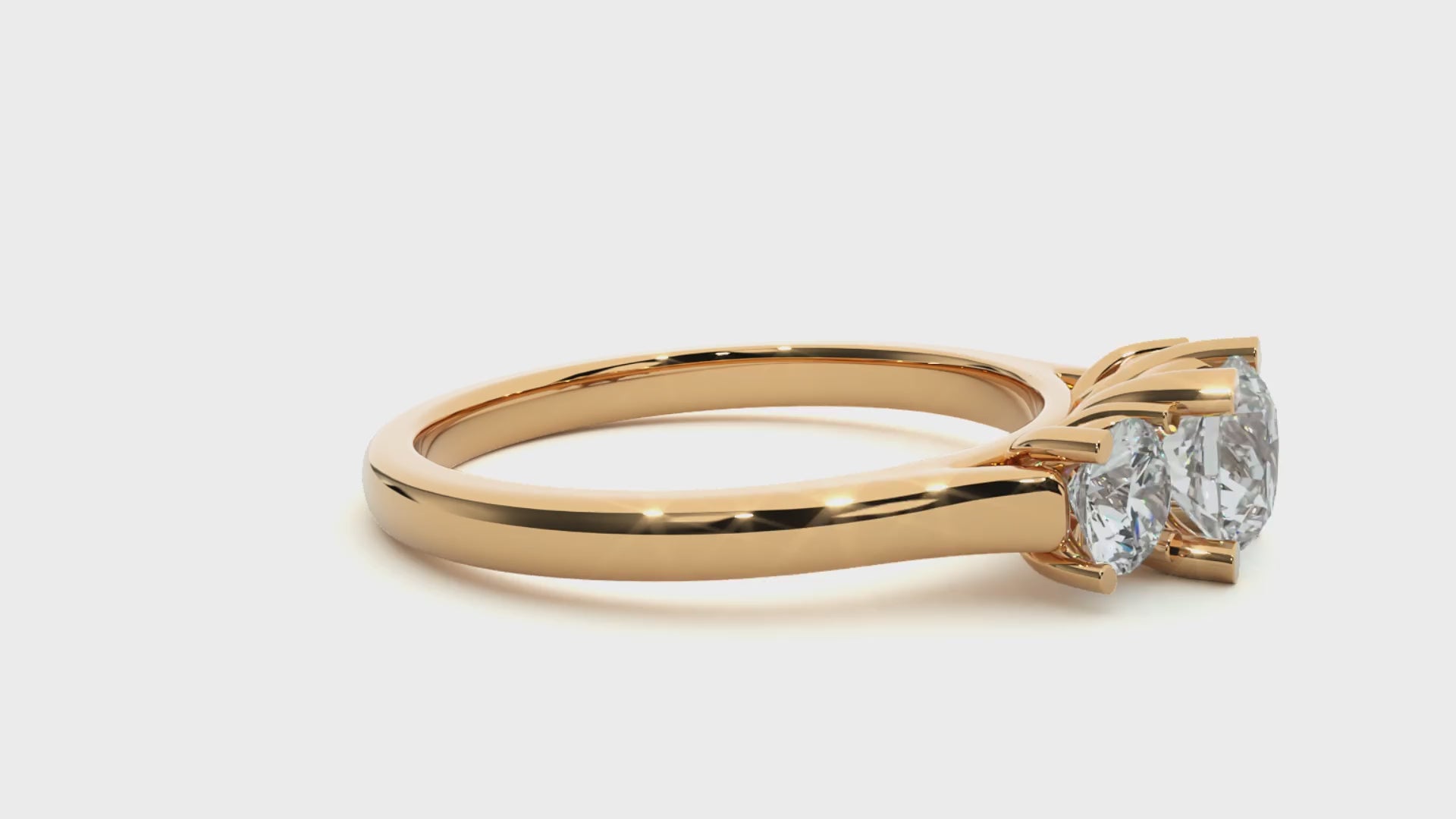 three stone lab diamond engagement ring