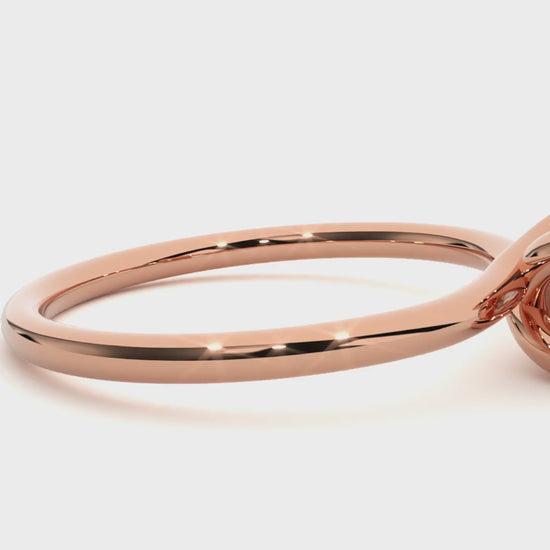 Crossed prongs solitaire engagement ring in lab-grown diamond with minimalist gold band