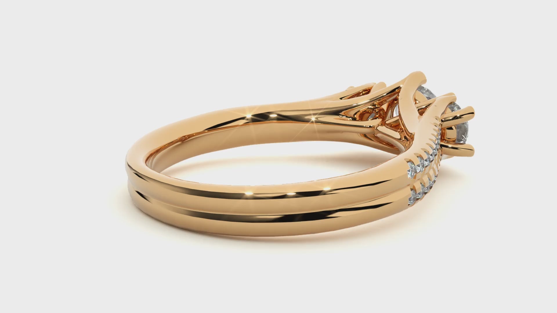 lab grown three-stone diamond ring