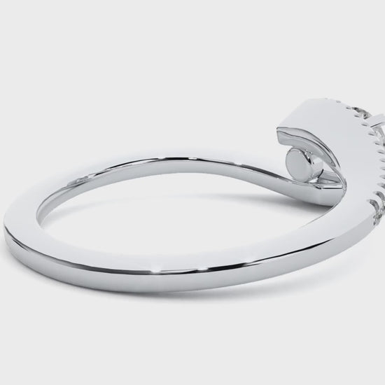 Twisted solitaire engagement ring with pave-set diamonds, ideal for proposals and weddings