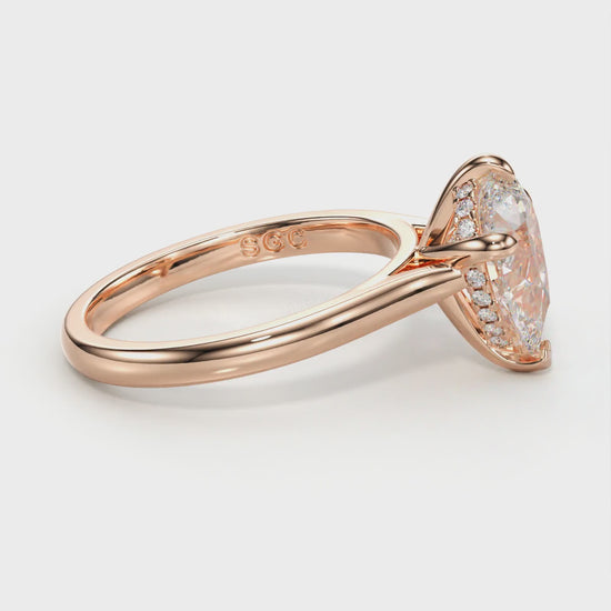 pear cut hidden halo ring