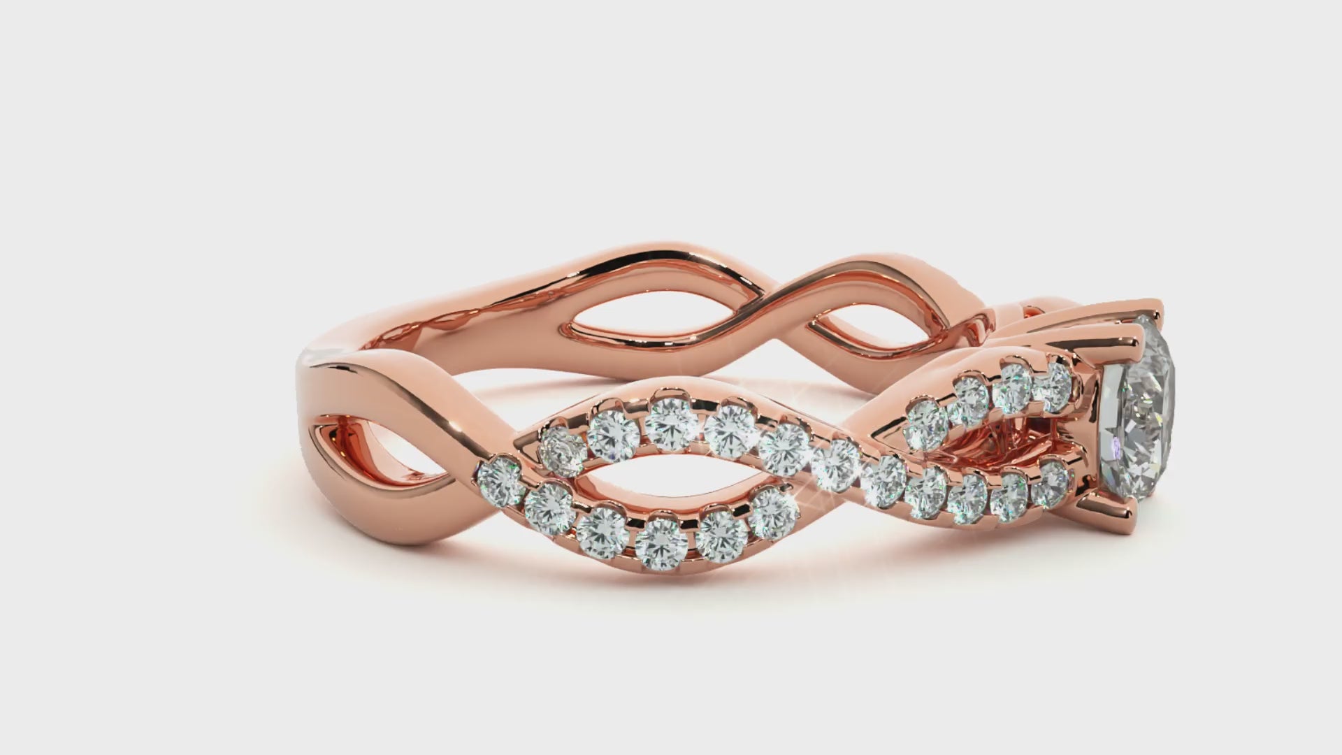 intertwined band engagement ring