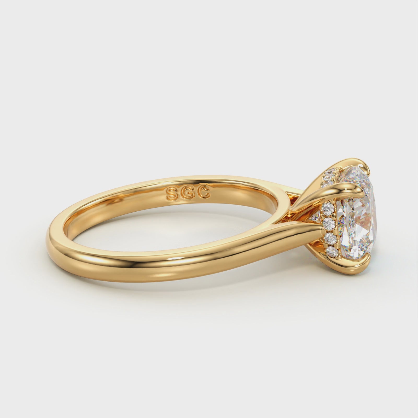 cushion cut hidden halo engagement ring