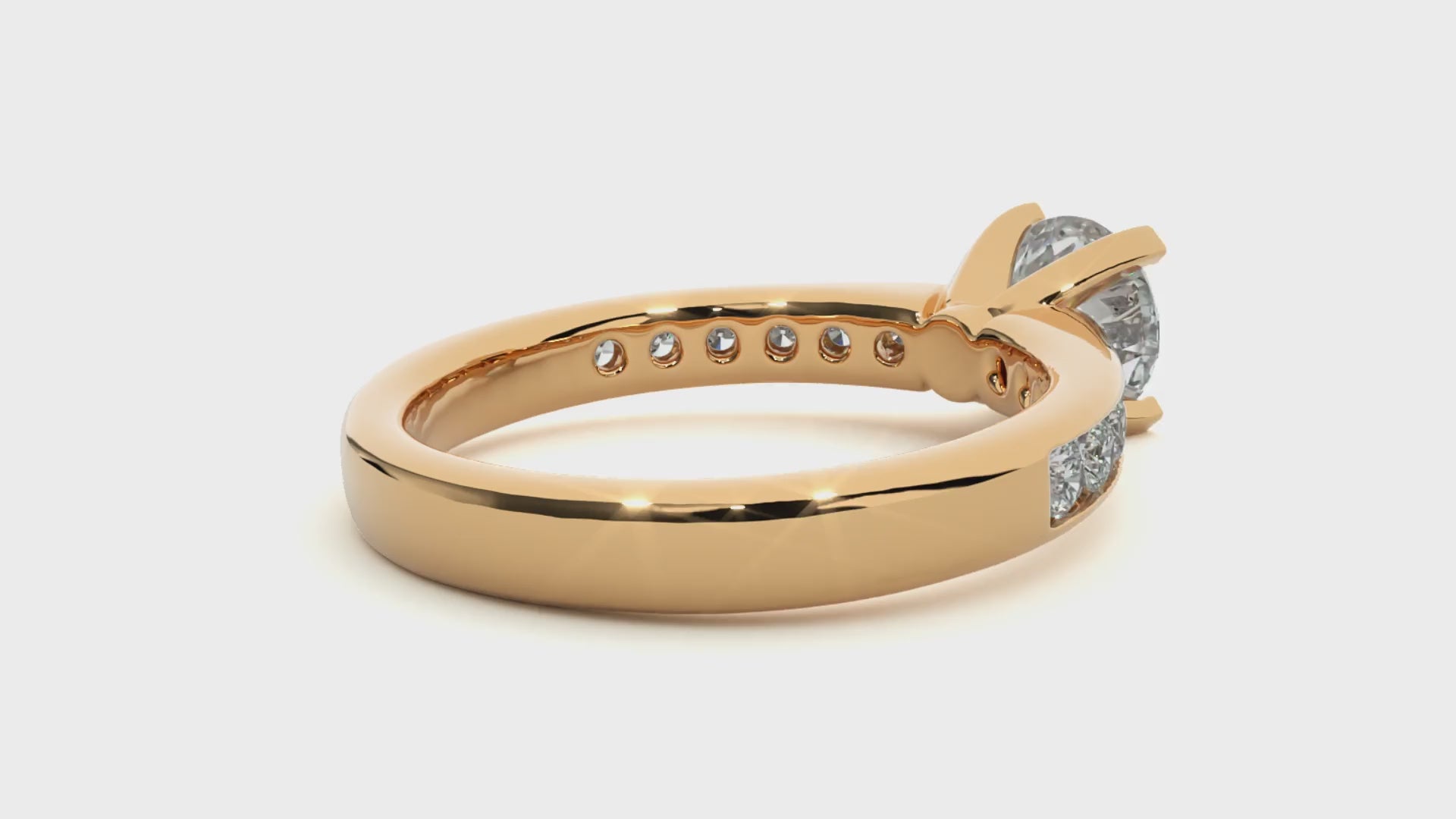 Solitaire diamond ring with secure 4-claw channel setting for engagement.