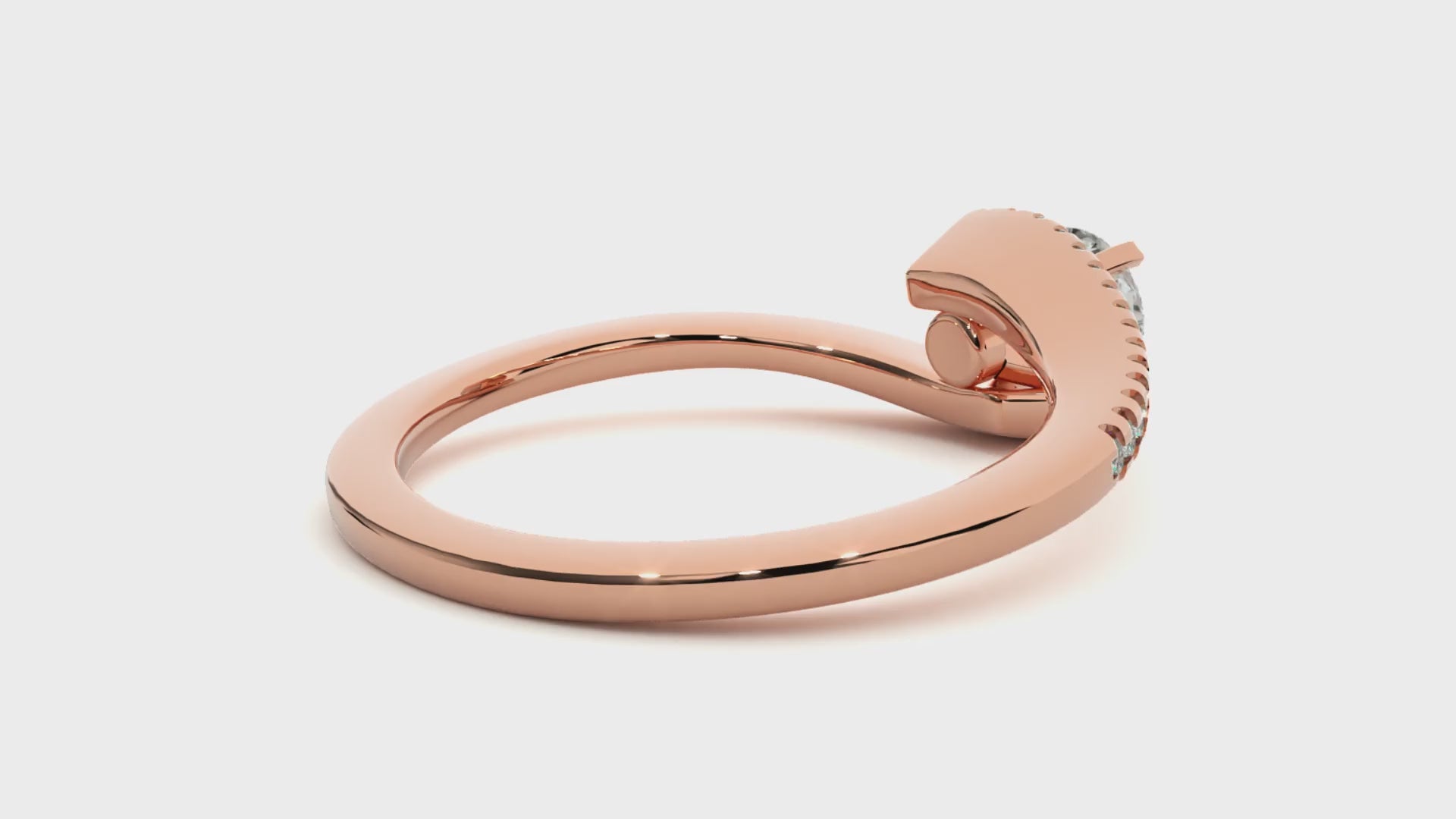 Twisted solitaire diamond ring in 18K gold with elegant pave-set band for engagement