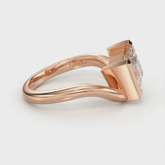 half bezel princess engagement ring