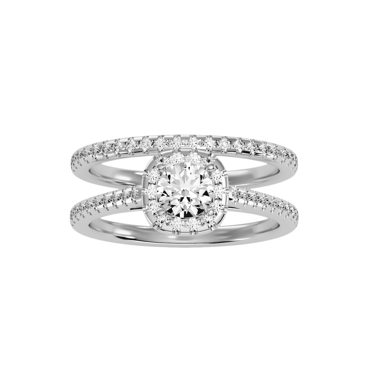 SGC Round Cut Halo Pave-Set With Matching Wedding Band | Skygem