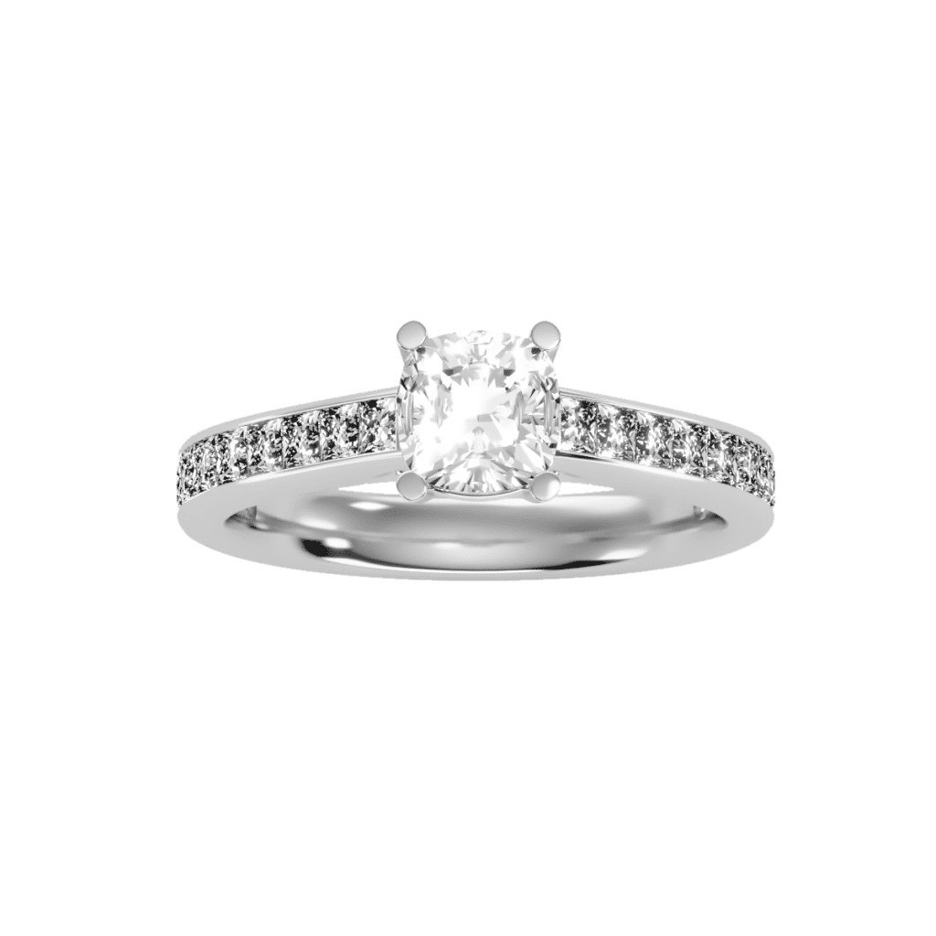 Cushion Cut Cathedral Channel-Set Diamond Engagement Ring | Skygem