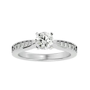 classic diamond tapered engagement ring with 18k rose gold metal and cushion shape diamond