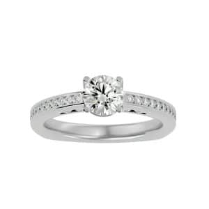 josephine traditional diamond engagement ring channel setting with 18k rose gold metal and cushion shape diamond
