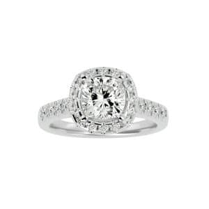 josephine cushion diamond classic halo engagement ring setting with 18k rose gold metal and princess shape diamond
