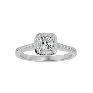 josephine cushion diamond petite engagement ring setting with 18k rose gold metal and princess shape diamond