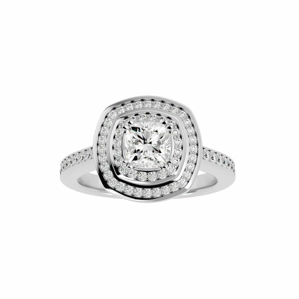 Double Bezel Halo Pinpointed-Set Diamond Engagement RingDouble Bezel Halo Pinpointed-Set Diamond Engagement Ring