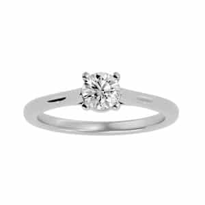 petite solitaire simple engagement ring with 18k rose gold metal and cushion shape diamond