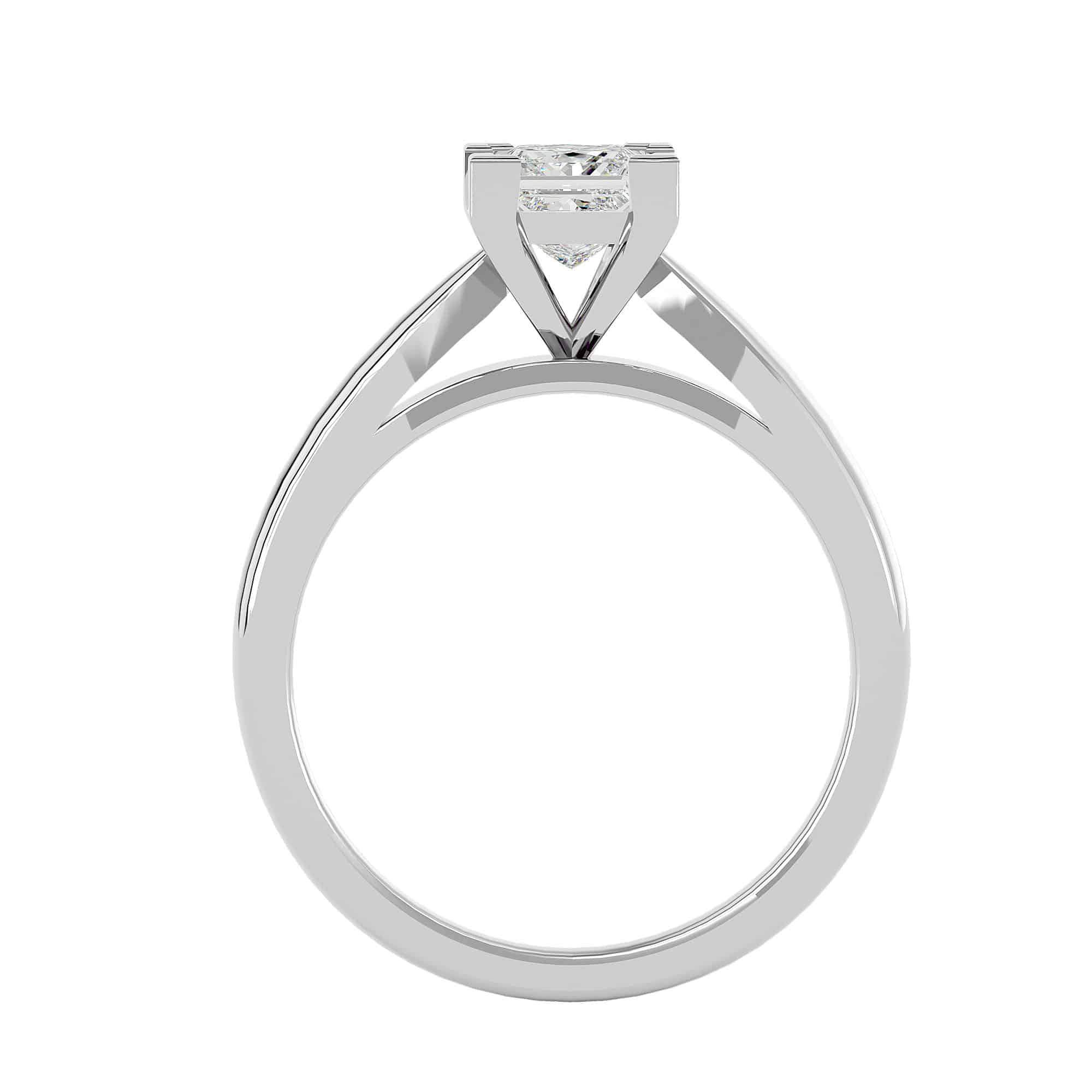 Princess Cut Engagement Ring Thick Tapered Band Setting