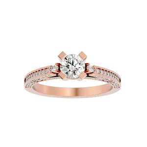 lucy solitaire engagement ring with marquise side diamonds with 18k rose gold metal and round shape diamond