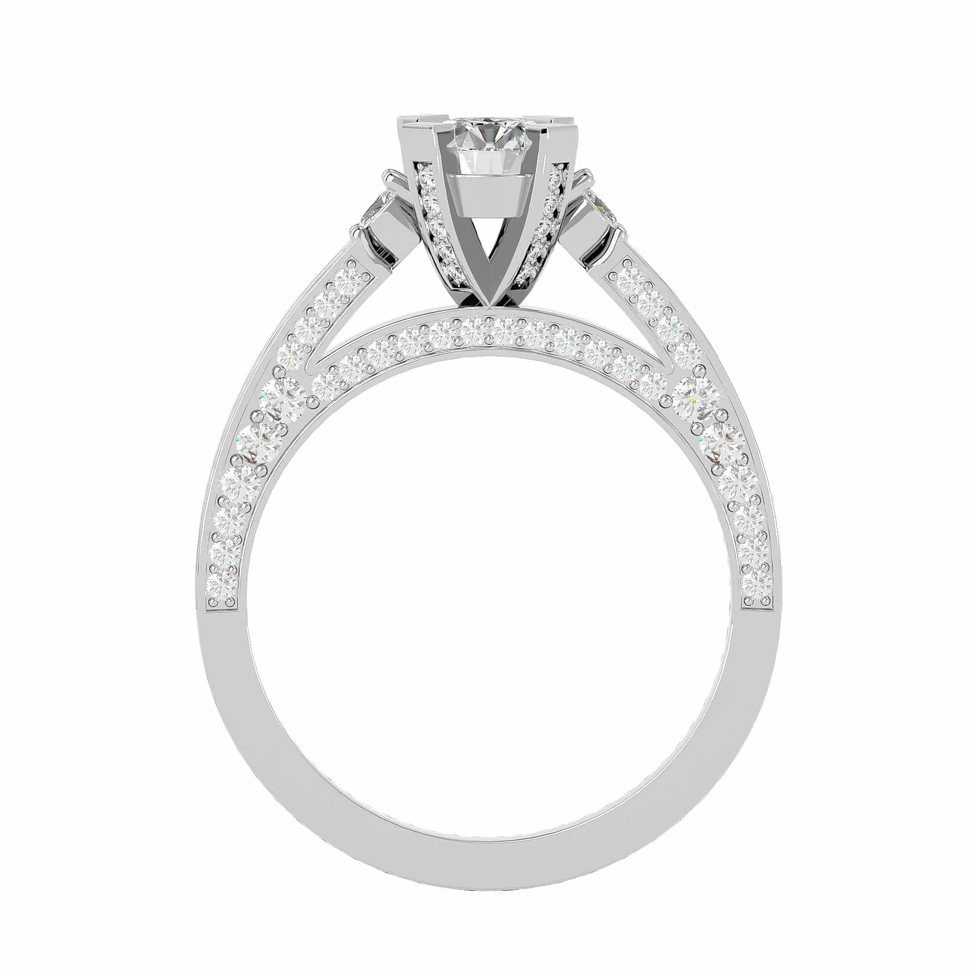 Lucy Solitaire Engagement Ring With Marquise Side Diamonds