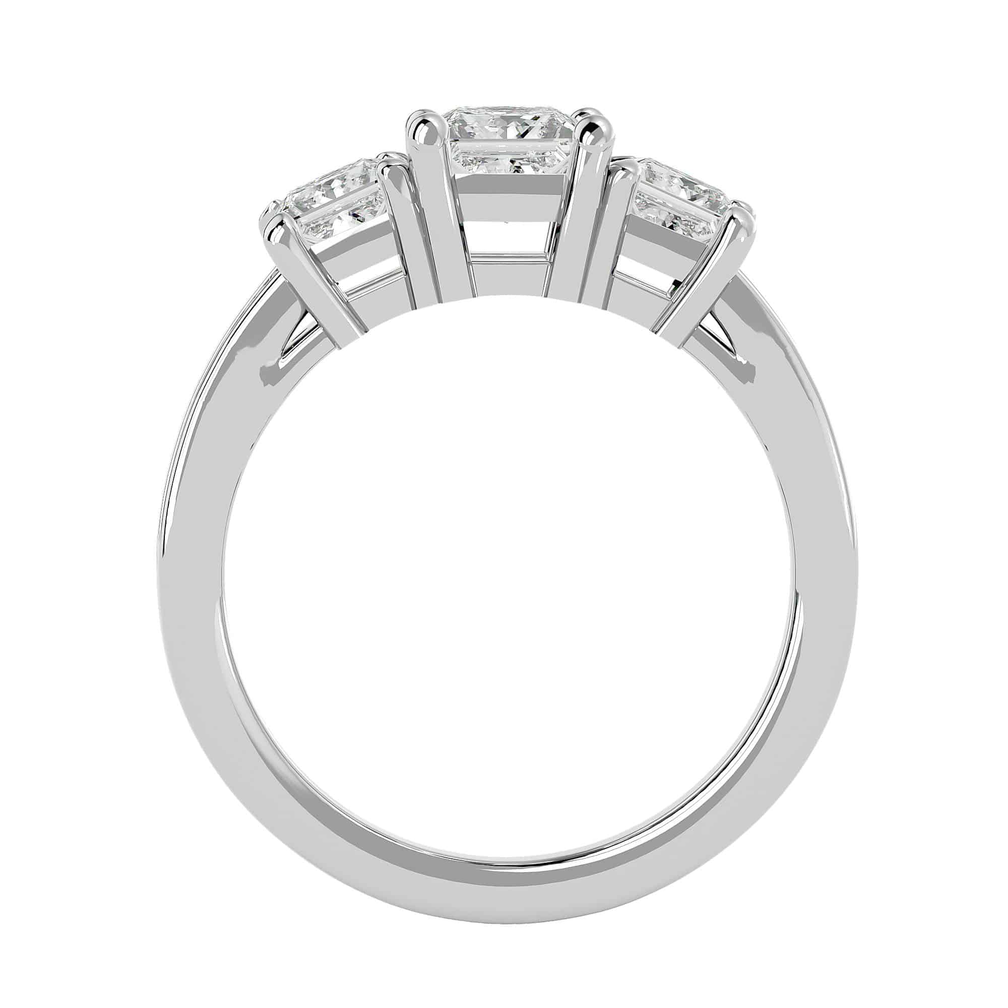 Princess Cut Three Stone Engagement Ring Thick Diamond Band