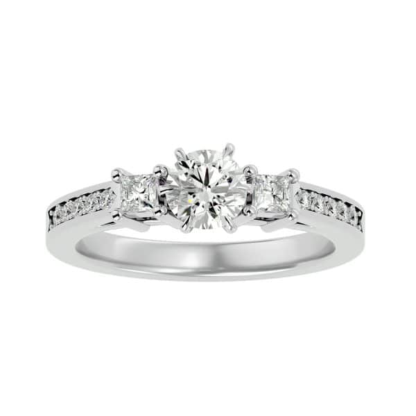 Three Stone Engagement Ring Princess Cut Side StonesThree Stone Engagement Ring Princess Cut Side Stones