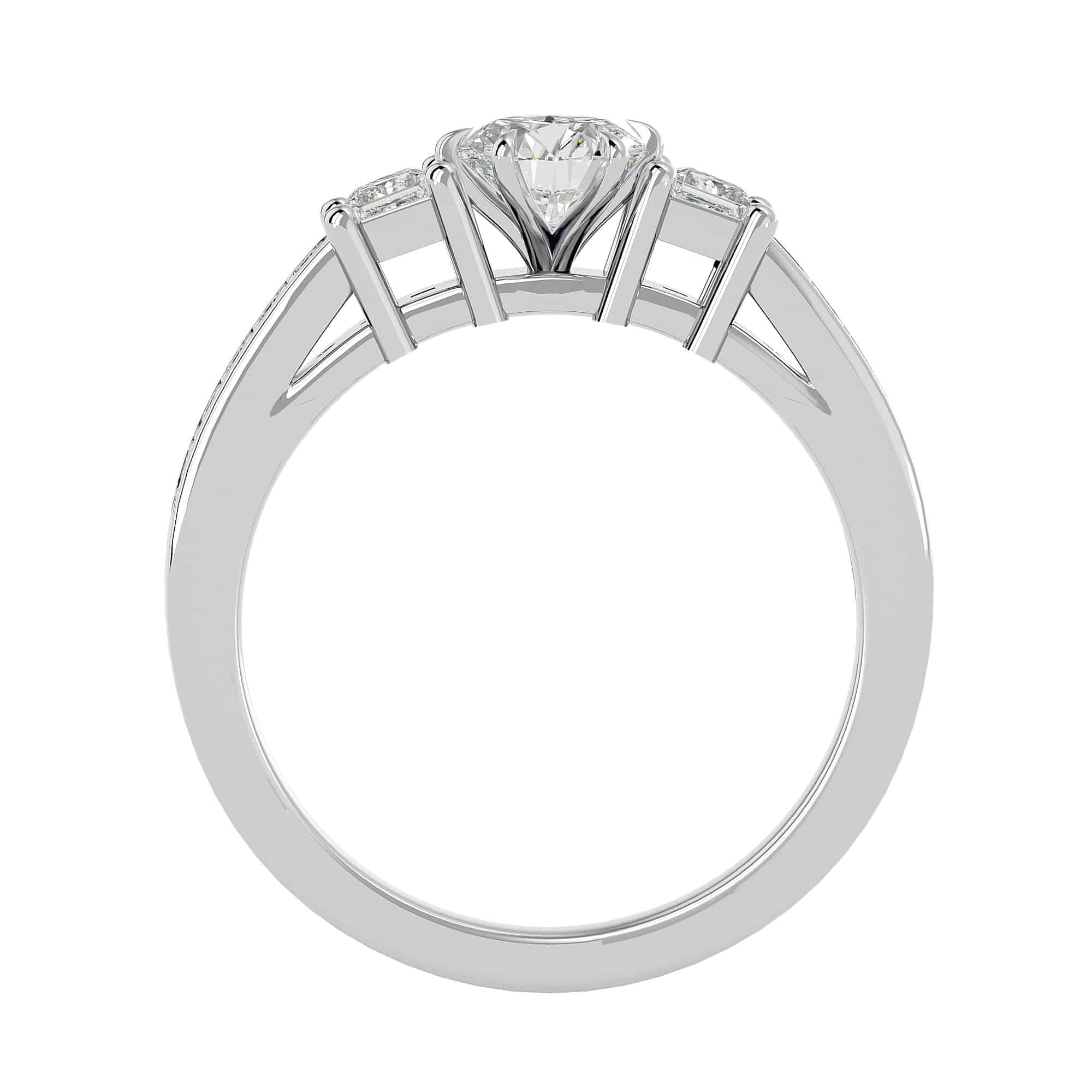 Three Stone Engagement Ring Princess Cut Side Stones