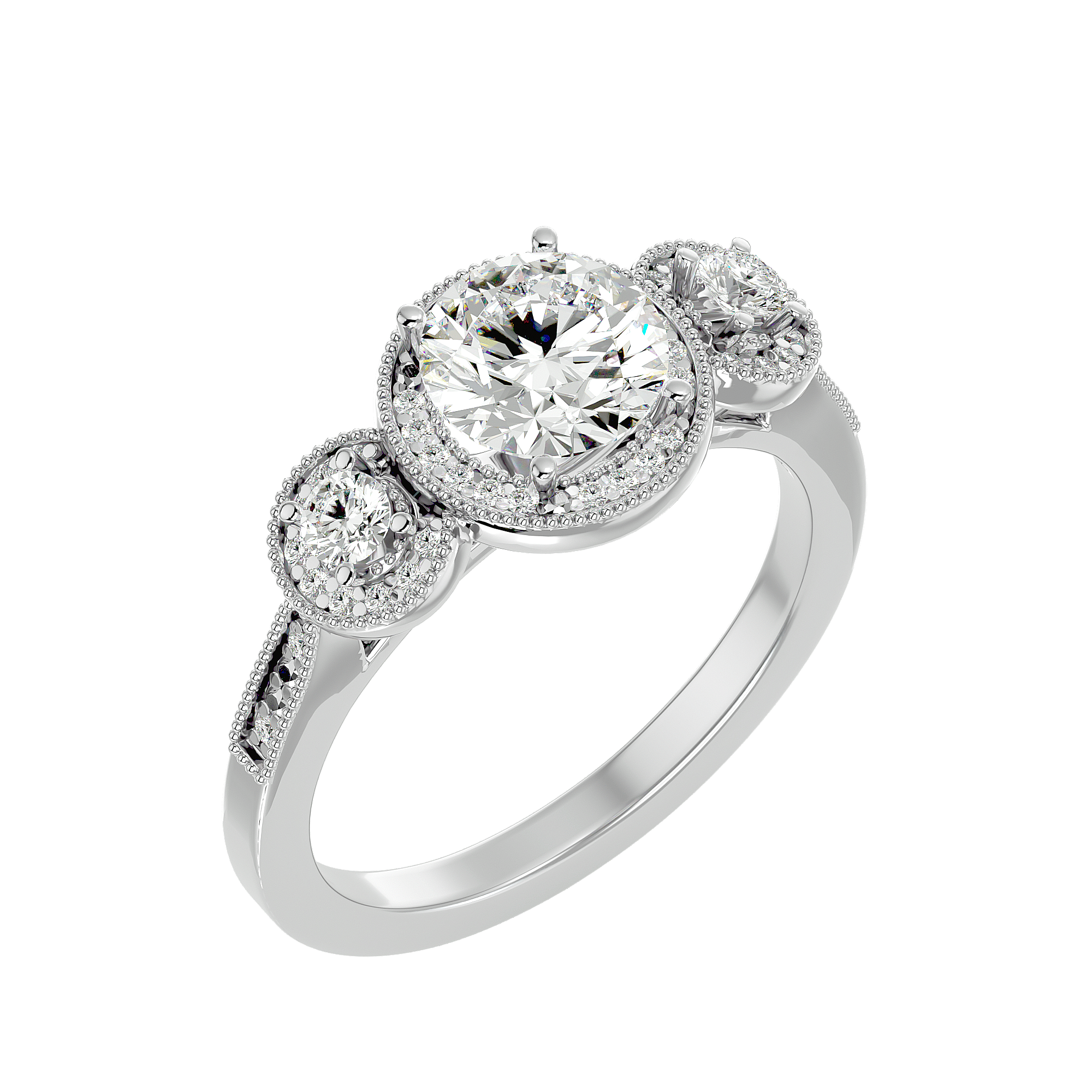 Vintage Triple Halo Engagement Ring Setting