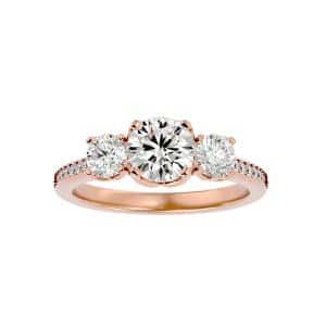 josephine trilogy vintage engagement ring petite setting with 18k rose gold metal and round shape diamond