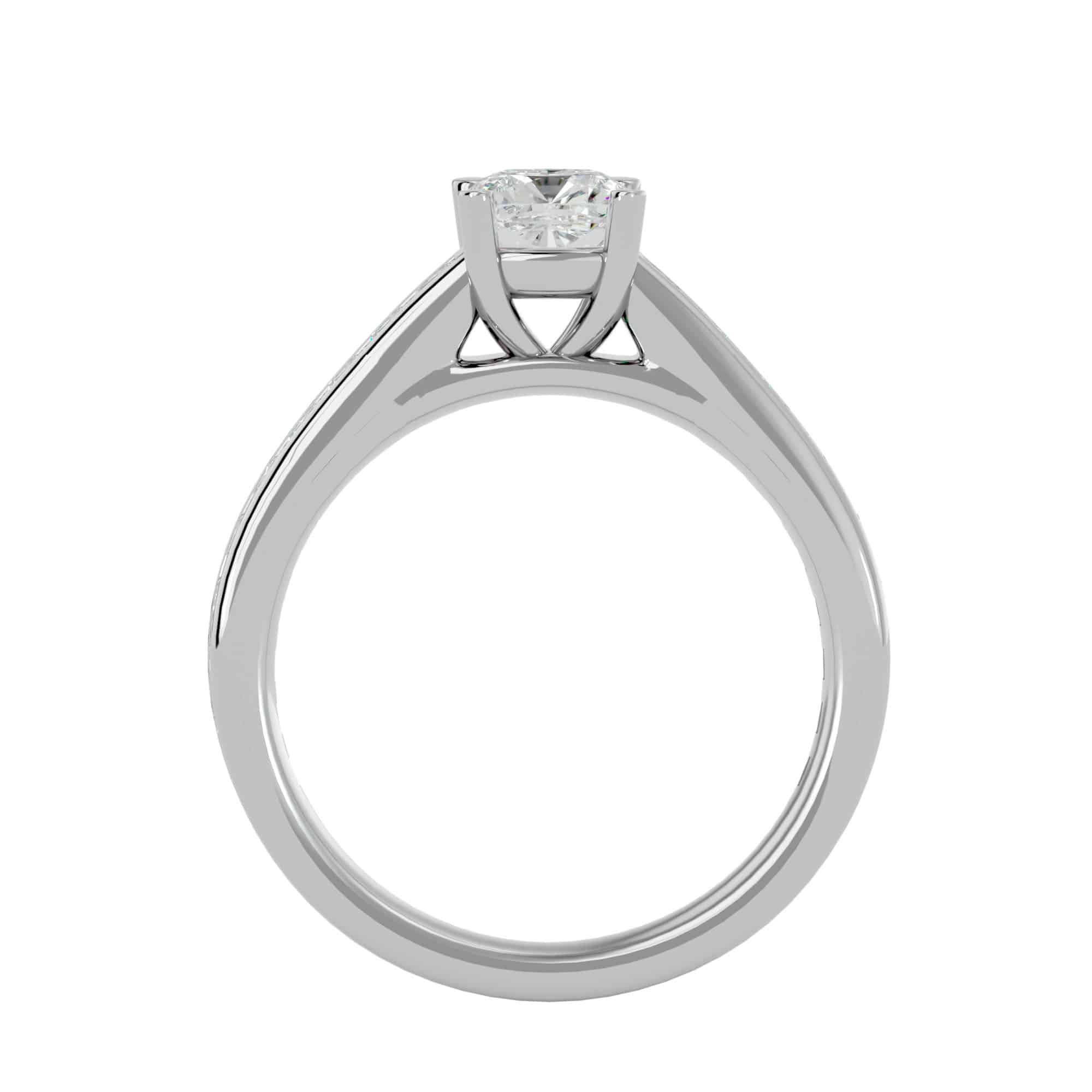 Cushion Cut Solitaire Diamond Engagement Ring Cathedral Band Setting