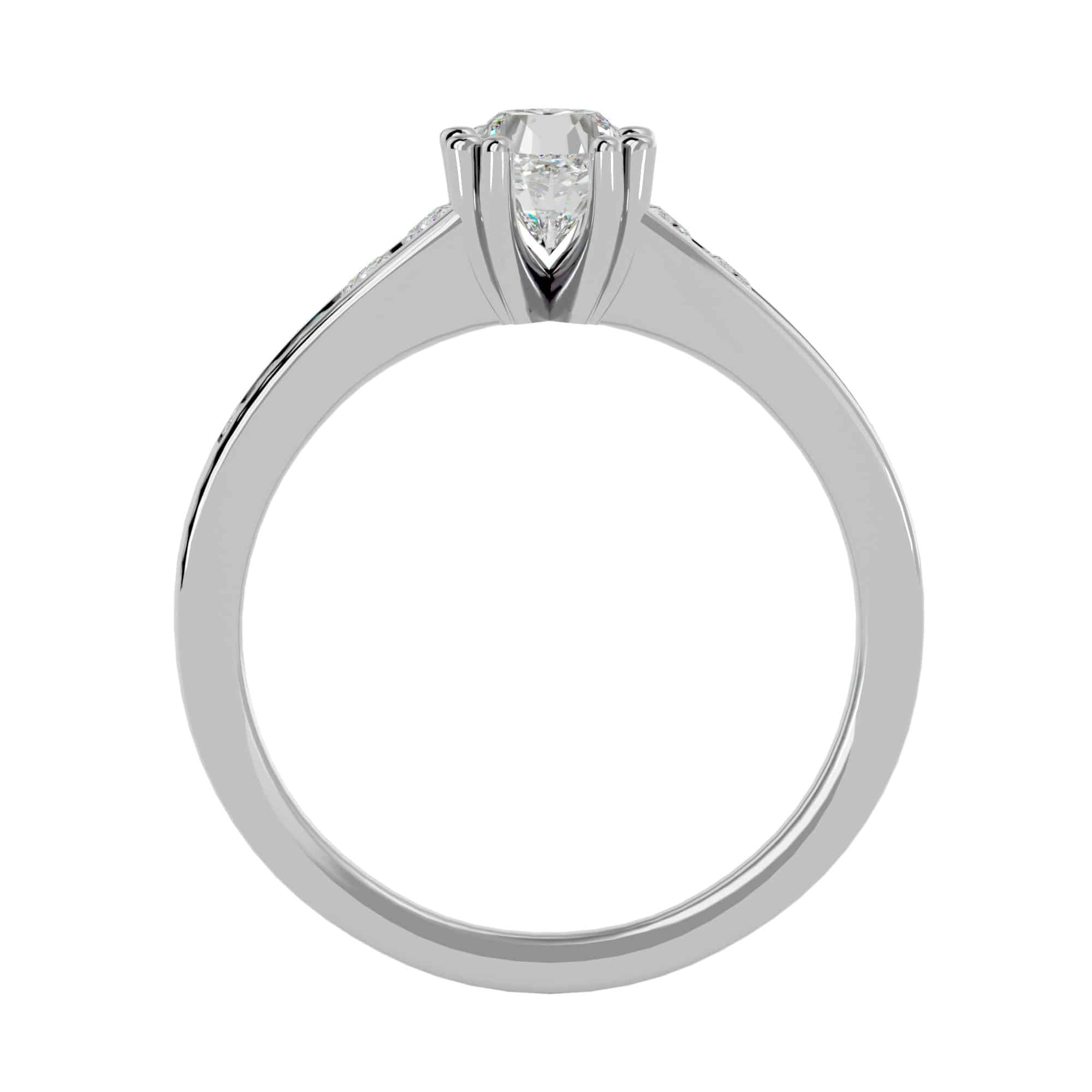 Solitaire Engagement Ring Princess Cut Channel-Set Diamonds