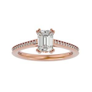rx emerald cut diamond solitaire engagement ring with 18k rose gold metal and emerald shape diamond