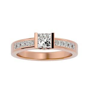 rx princess cut engagement ring tension set diamond band with 18k rose gold metal and princess shape diamond