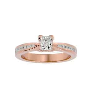 princess cut solitaire engagement ring tapered diamond band with 18k rose gold metal and princess shape diamond