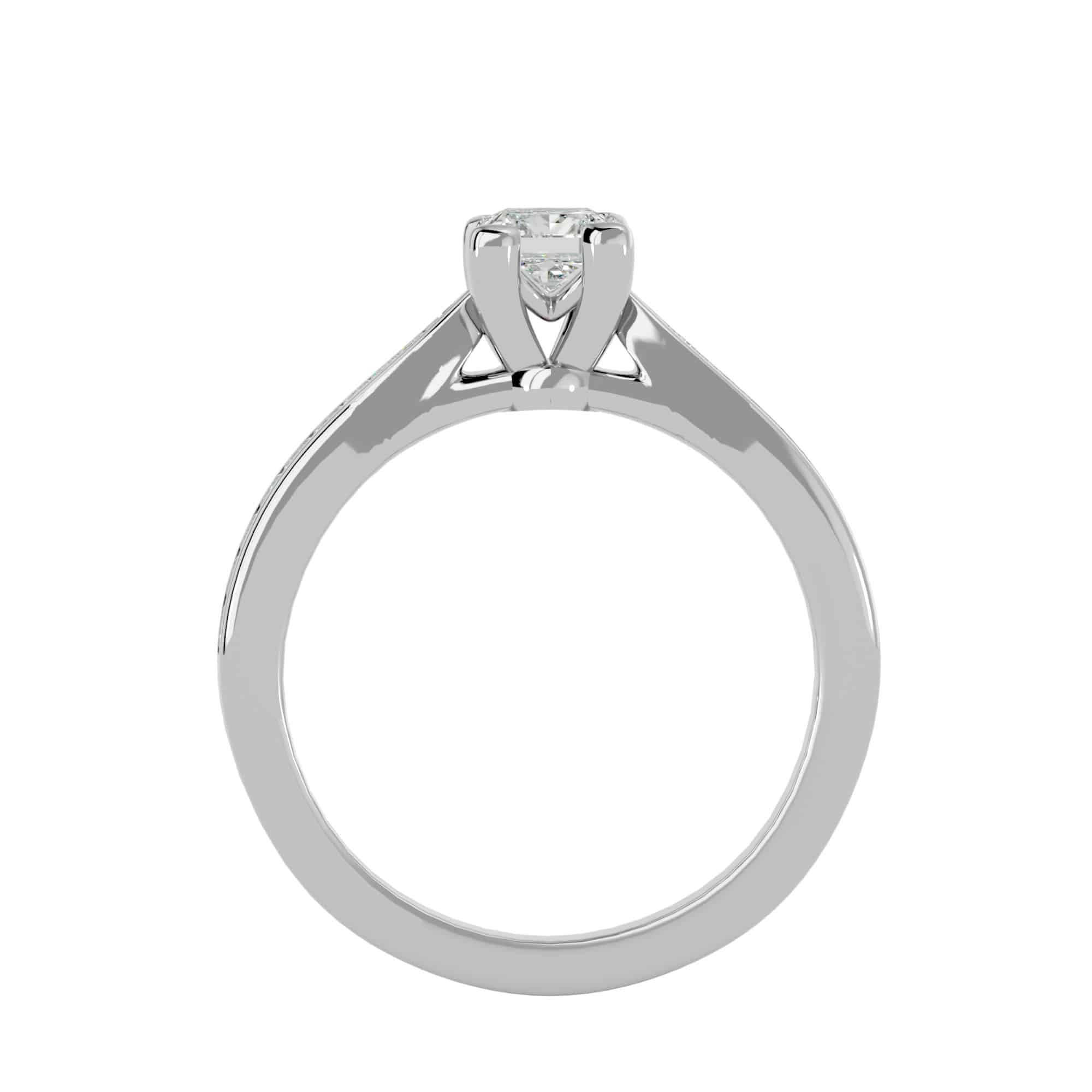 Princess Cut Solitaire Engagement Ring Tapered Diamond Band