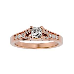 princess cut diamond engagement ring split shank setting with 18k rose gold metal and princess shape diamond