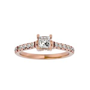 lucy princess cut engagement ring solitaire pave set diamonds with 18k rose gold metal and princess shape diamond
