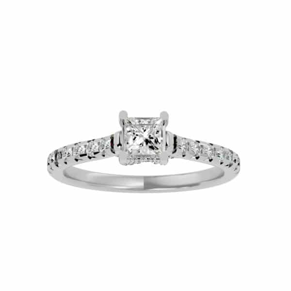 Lucy Princess Cut Engagement Ring Solitaire Pave Set DiamondsLucy Princess Cut Engagement Ring Solitaire Pave Set Diamonds