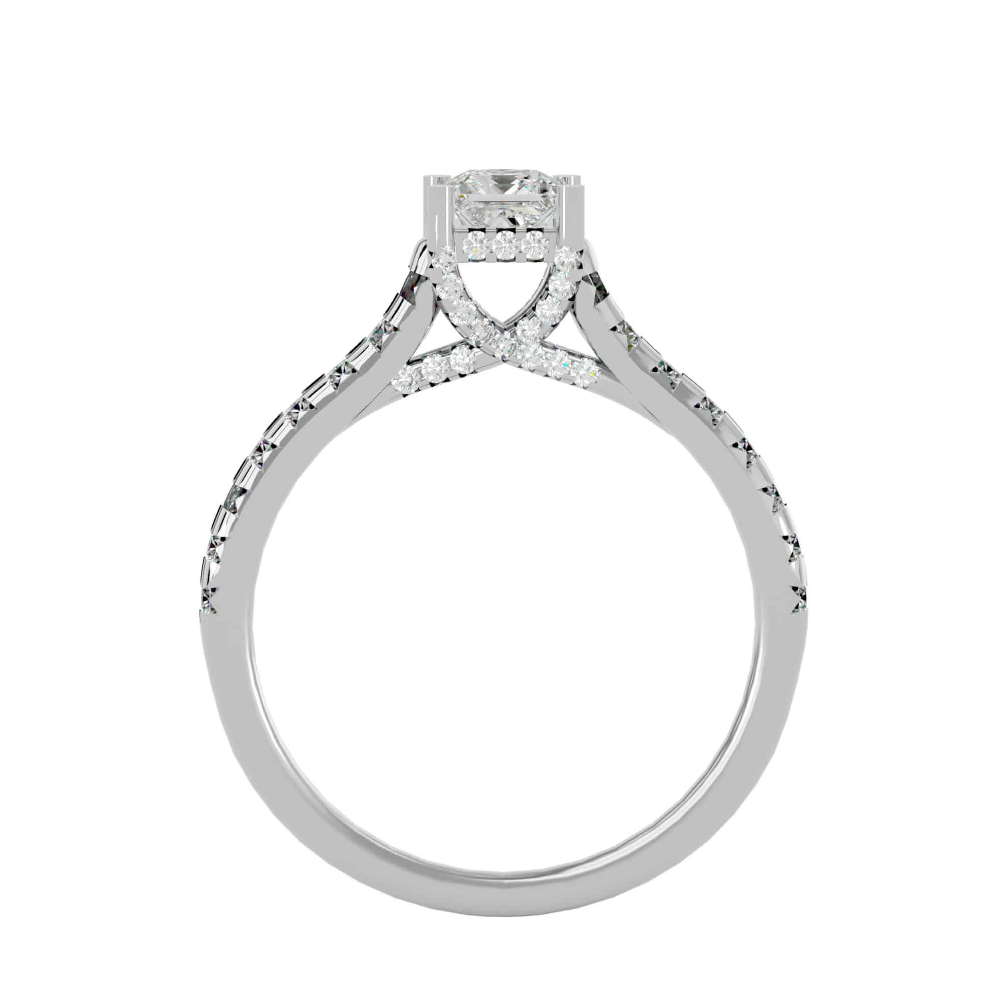 Lucy Princess Cut Engagement Ring Solitaire Pave Set Diamonds