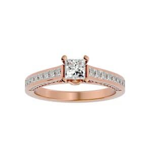 rx princess cut solitaire diamond ring with 18k rose gold metal and princess shape diamond
