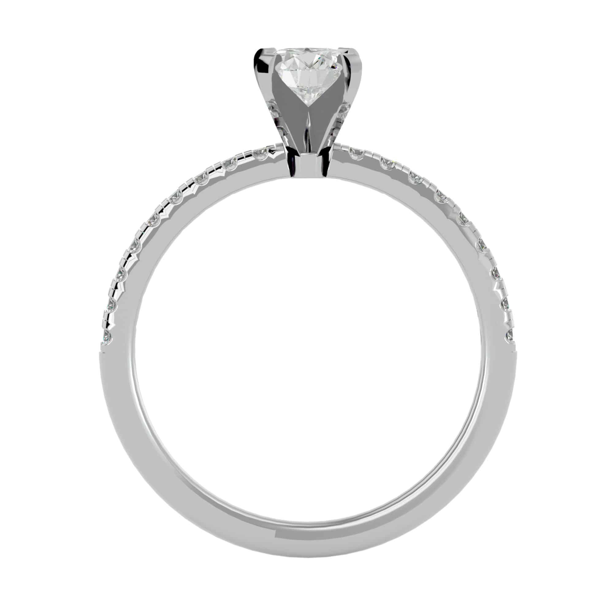 Solitaire Engagement Ring Pave Diamond Setting