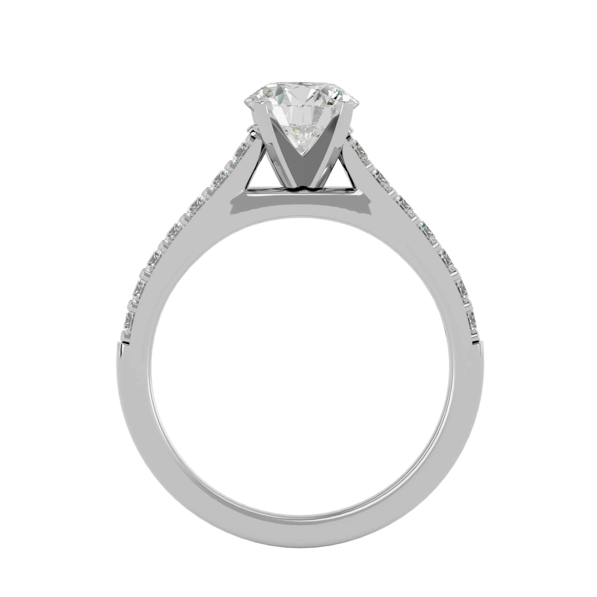 High Set Solitaire Engagement Ring Pave Diamonds