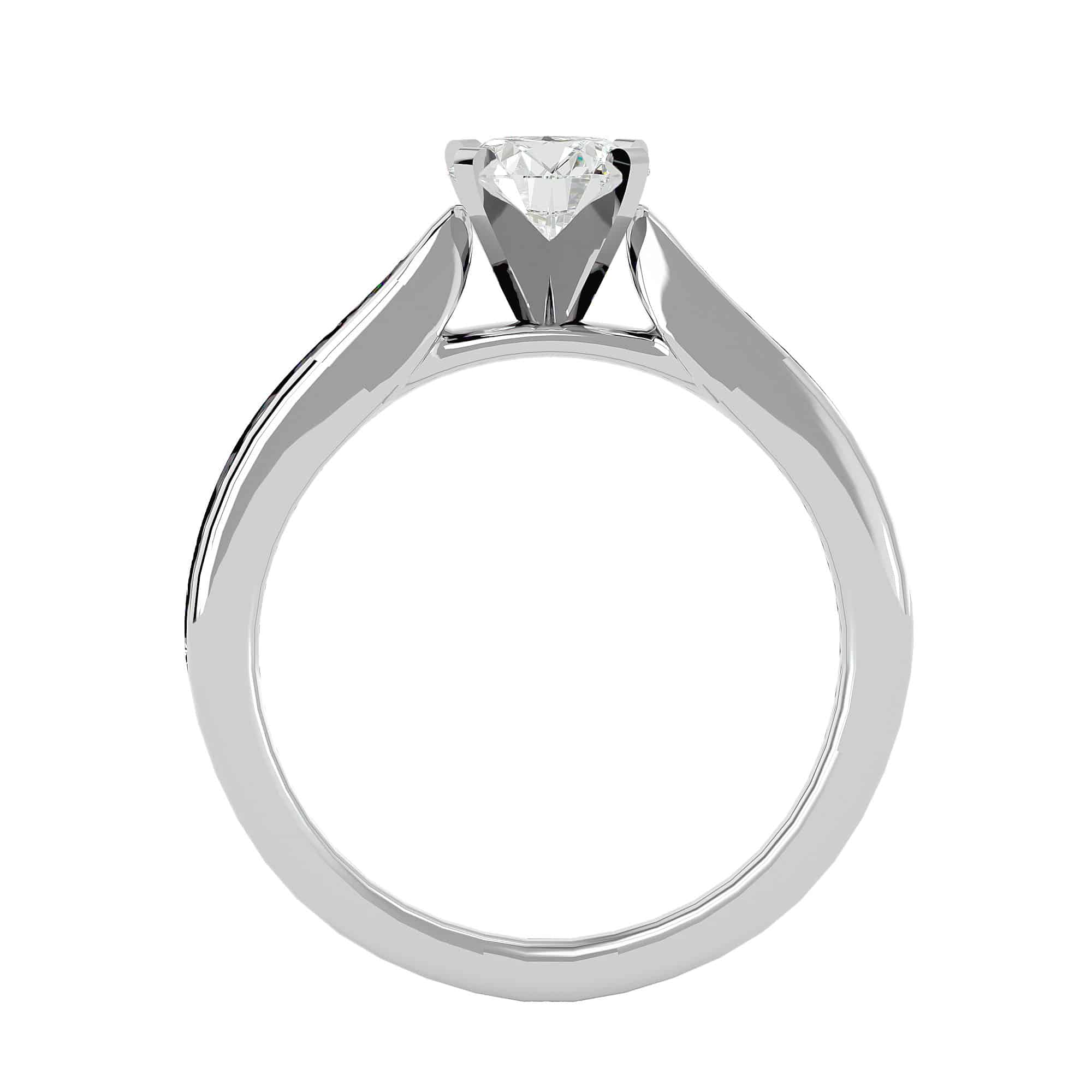 Cathedral Engagement Ring Diamond Thick Tapered Band
