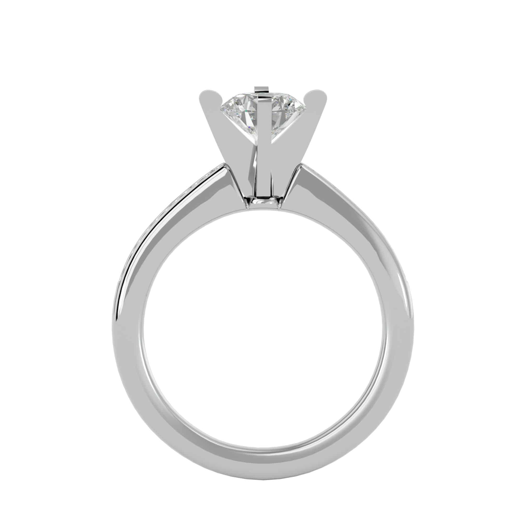 Solitaire Engagement Ring East West Channel Set Diamonds