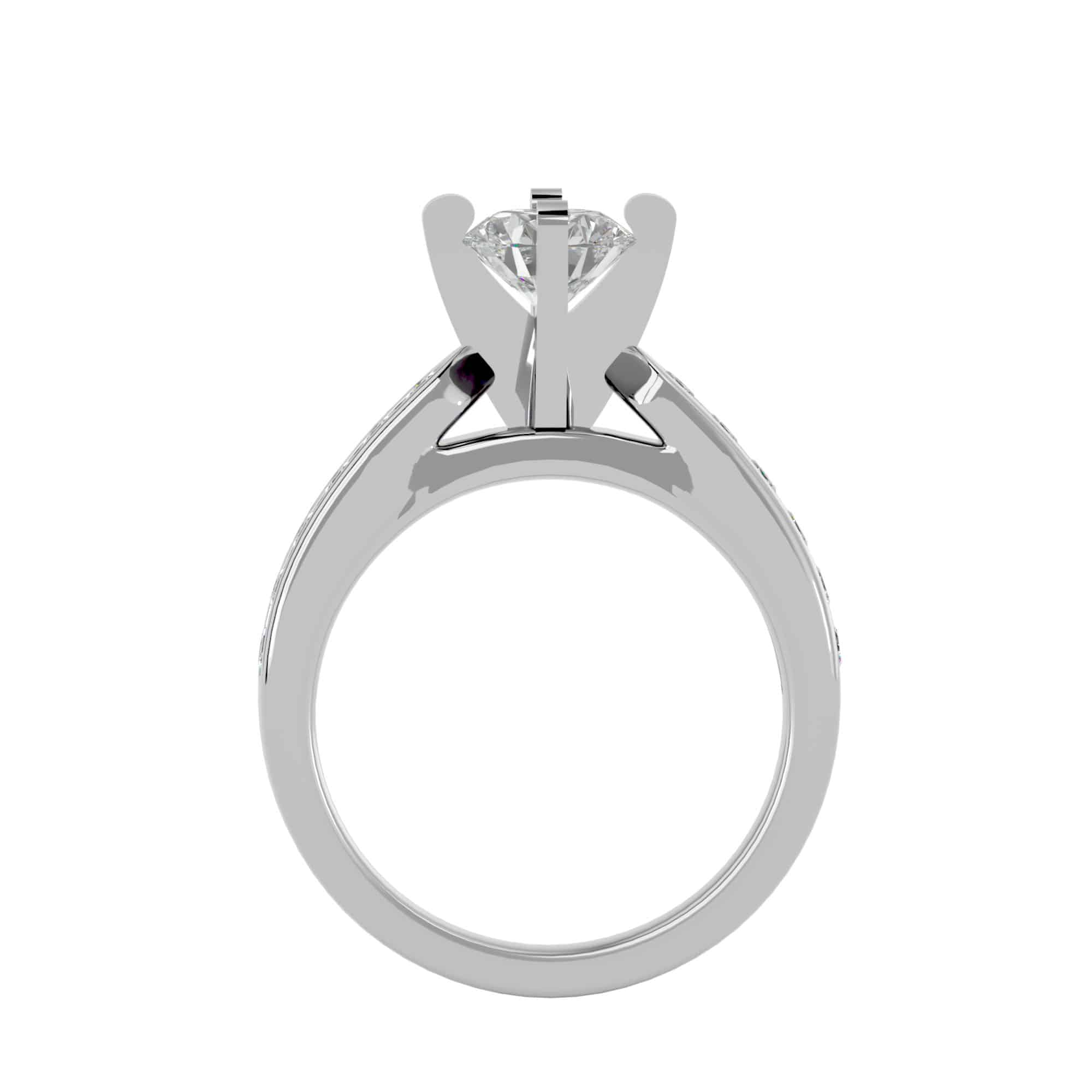 East West Solitaire Thick Engagement Ring Tapered Band