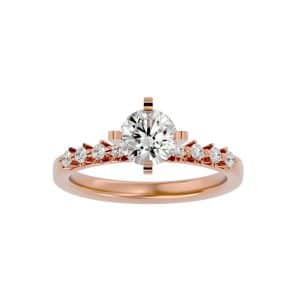 prong set diamond engagement ring 4 claws solitaire setting with 18k rose gold metal and round shape diamond