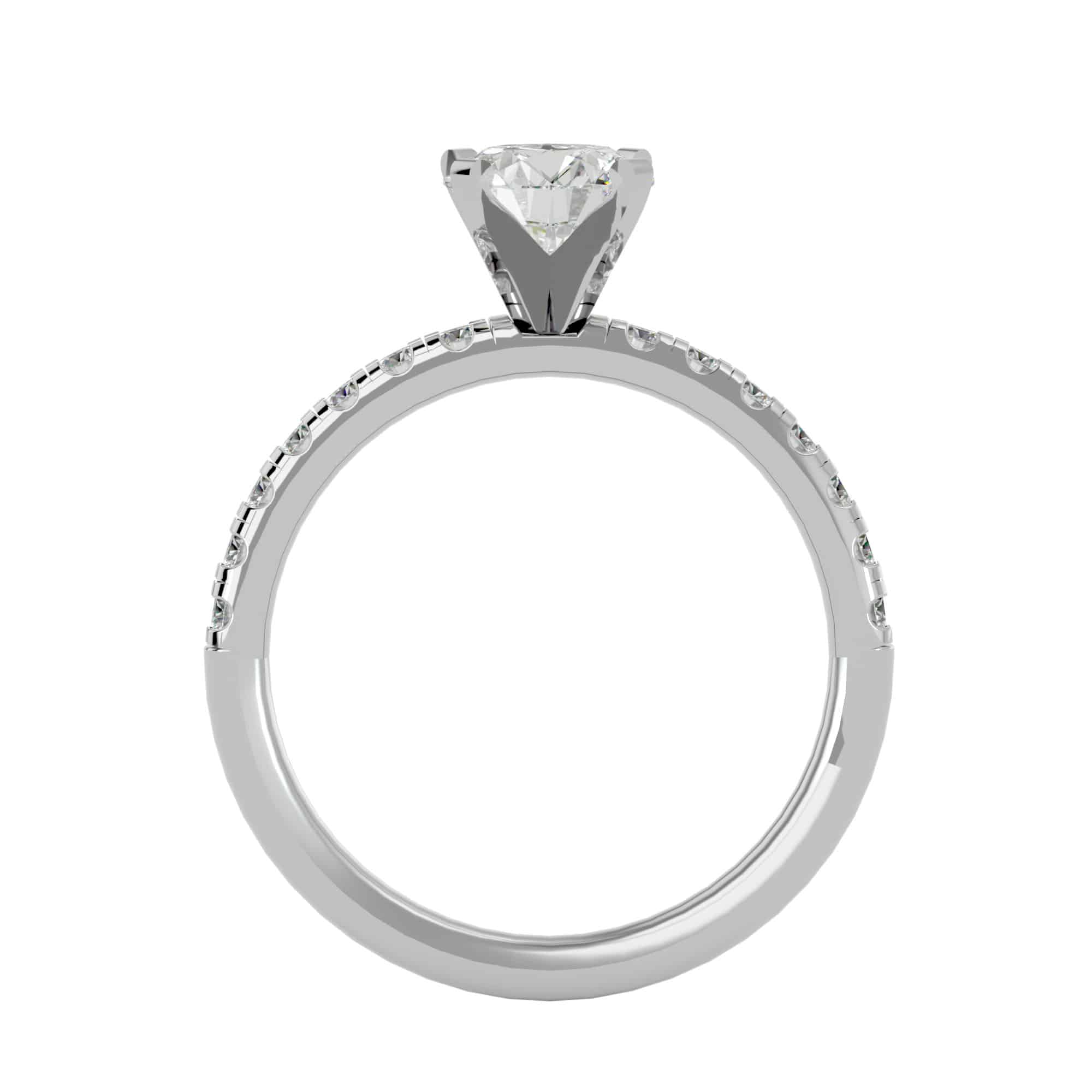 Pave Engagement Ring 4 Claws Solitaire Setting