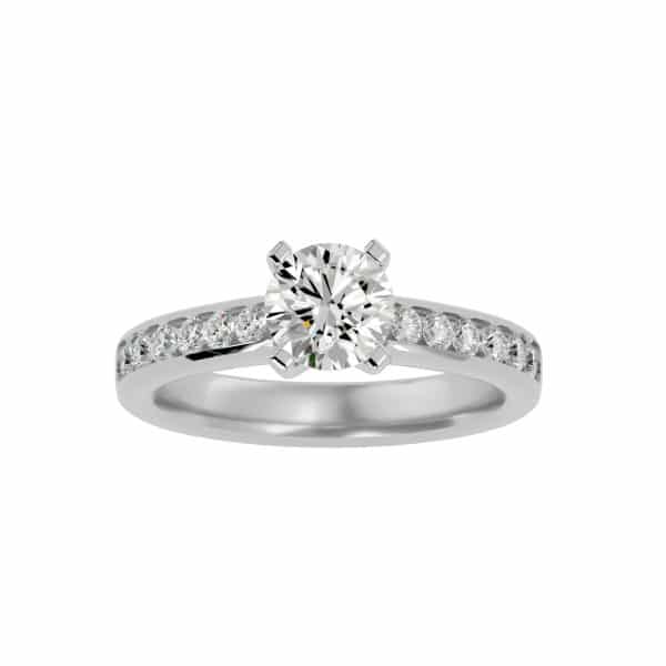 Four Prongs Solitaire Ring Thick Band Channel Set DiamondsFour Prongs Solitaire Ring Thick Band Channel Set Diamonds