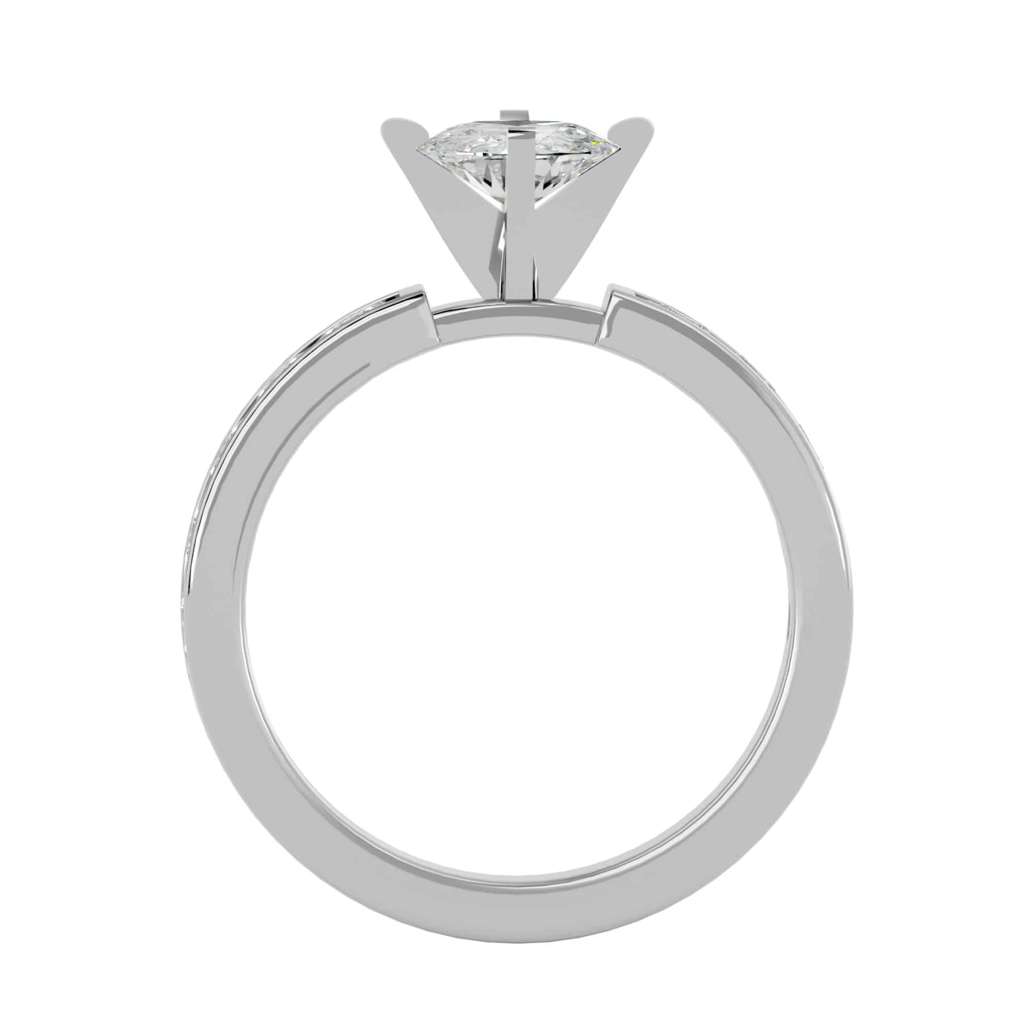 Thick Band Engagement Ring Channel-Set Diamonds