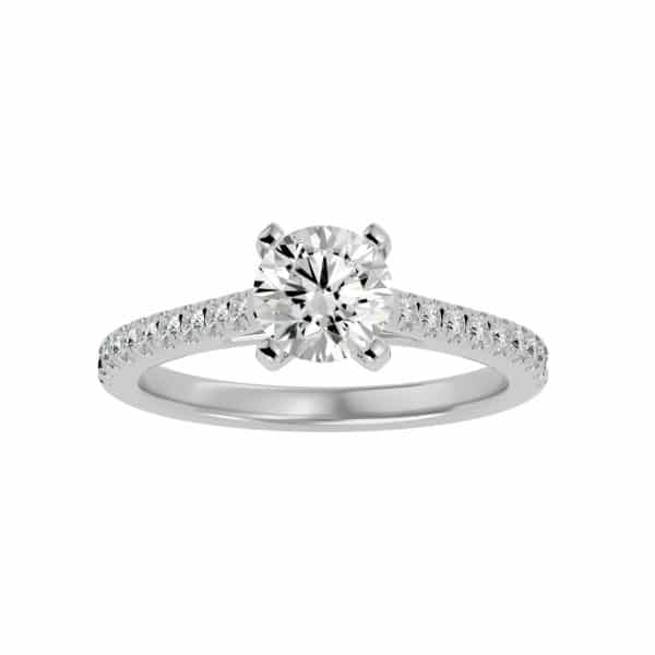 Solitaire Diamond Simple Engagement Ring Pave SettingSolitaire Diamond Simple Engagement Ring Pave Setting