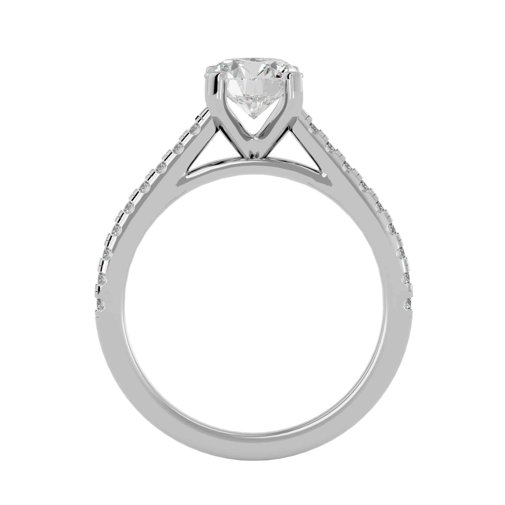 Solitaire Diamond Simple Engagement Ring Pave Setting